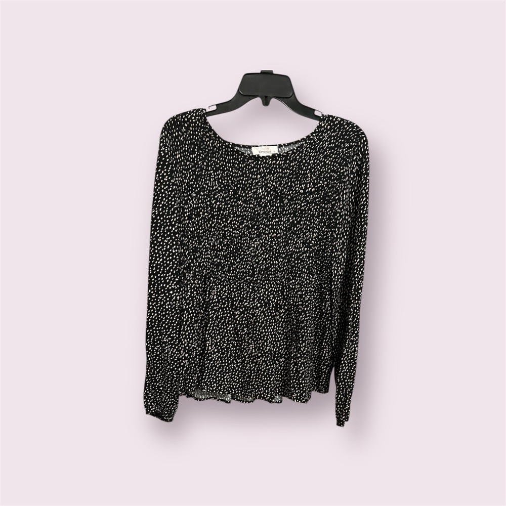 URBAN Romantics Black and White Long Sleeve Pleated Blouse